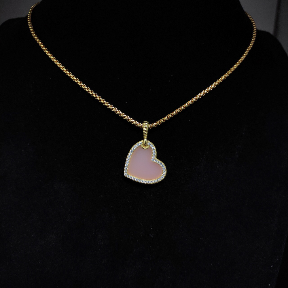 David Yurman Gold Pink Heart Necklace - Picture 5 of 5